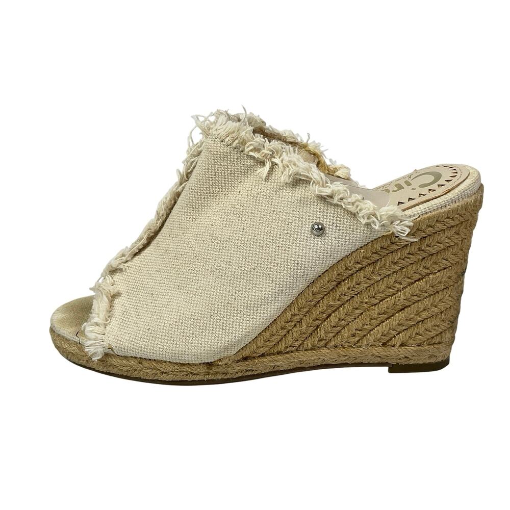 Circus by Sam Edelman Baker Frayed Open Toe Wedge Heels Espadrille Sandals Sz 6